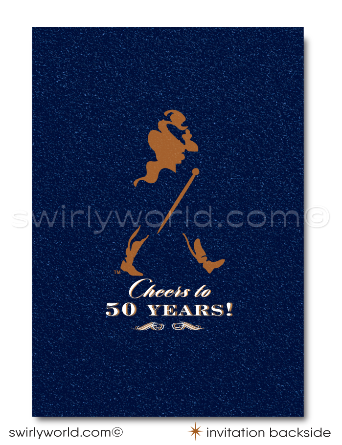 Johnnie Walker Blue Label Whiskey Liquor 40th Birthday Party Printed Invitations for Guys