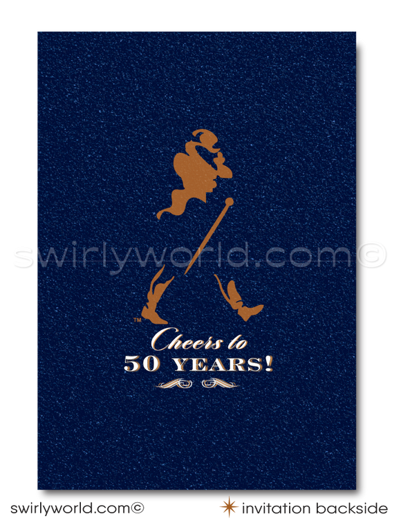 Celebrate in style with our Johnnie Walker Blue Label Whiskey Bottle Design printed invitation and thank you card set, tailored for the whiskey aficionado marking a milestone birthday. Whether it's a landmark 21st, a fabulous 40th, the big 5-0, or any year beyond, this whiskey-inspired invitation design pours sophistication into your liquor-themed birthday bash.