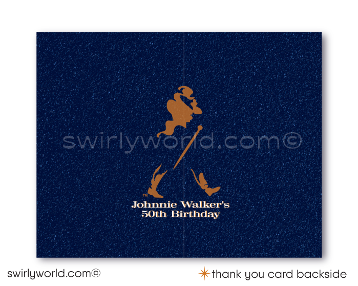 Johnnie Walker Blue Label Whiskey Liquor 40th Birthday Party Printed Invitations for Guys