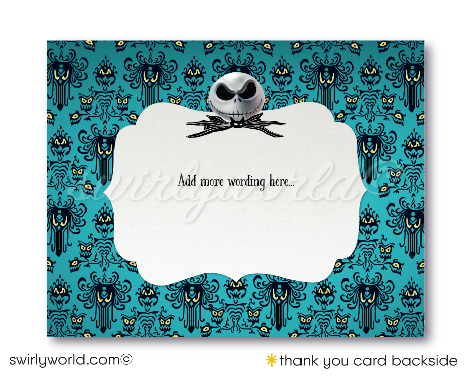 Nightmare Before Christmas NBC Jack and Sally Skellington Baby Shower Thank You Cards