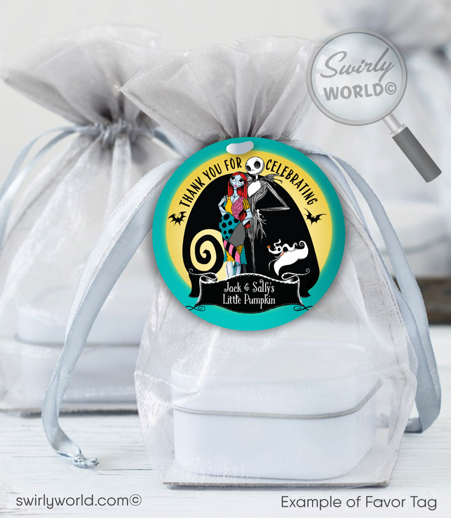 Nightmare Before Christmas Goth Baby Shower Jack and Pregnant Sally Printed Favor Tags