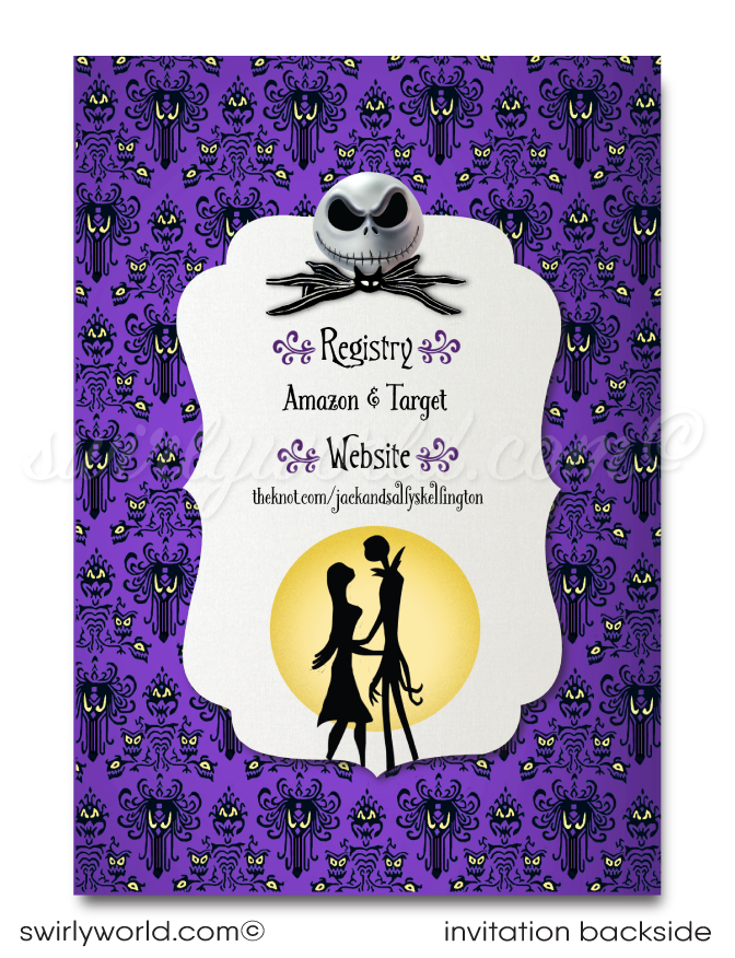 Nightmare Before Christmas NBC Jack and Sally Skellington Couples Bridal Shower Invitations