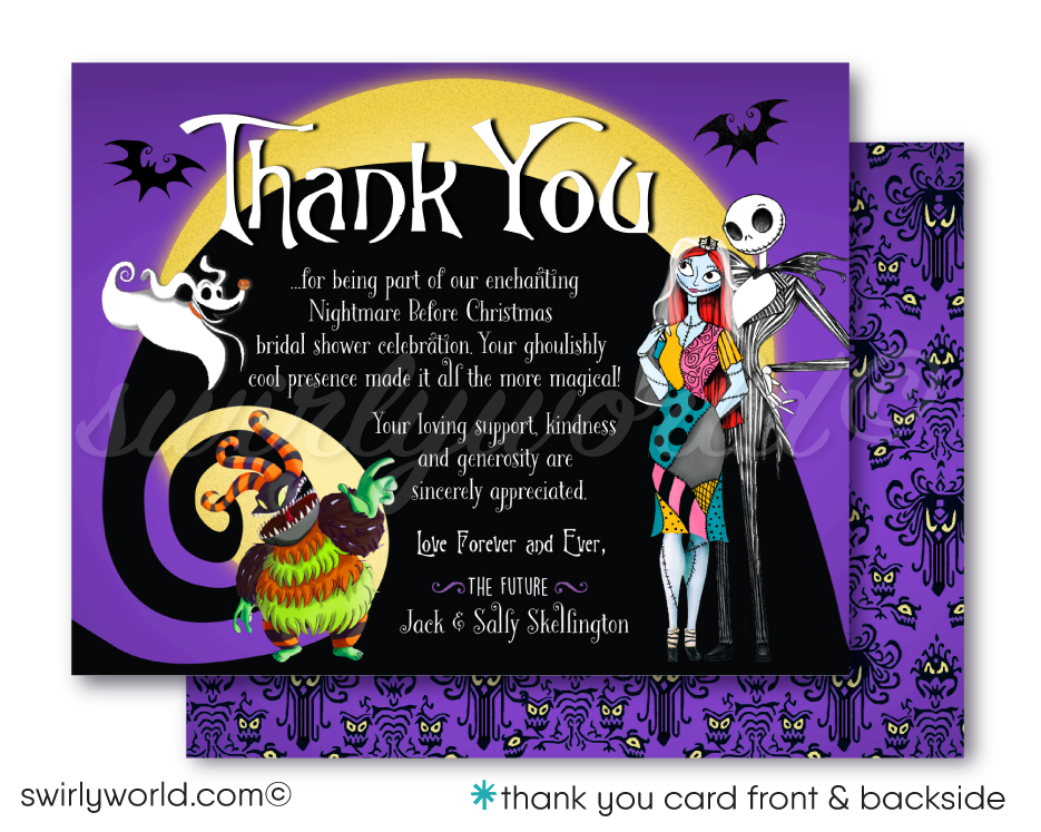 Nightmare Before Christmas NBC Jack and Sally Skellington Couples Bridal Shower Invitations