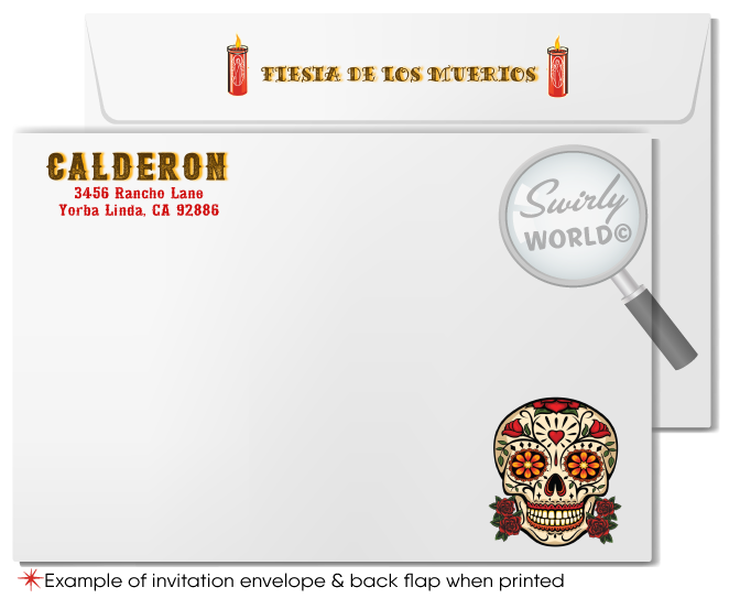 Day of the Dead Sugar Skull Dia de los Muertos Halloween Party Invitation Digital File