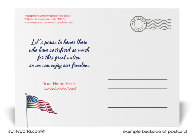 Patriotic American Red, White, and Blue Ribbon Honor Veterans Memorial Day Postcards