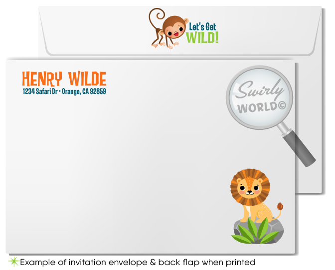 Baby Animals "Wild Thing" Welcome to the Jungle Safari 1st Birthday Invitations