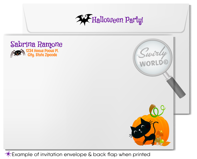 Child-Friendly Non-Scary Girl Witch Halloween Birthday Party Invitation Printable Digital File