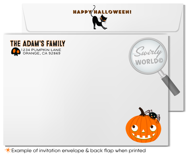 Non-Scary Kid-Friendly Halloween Costume Birthday Party Printed Invitations & Envelopes