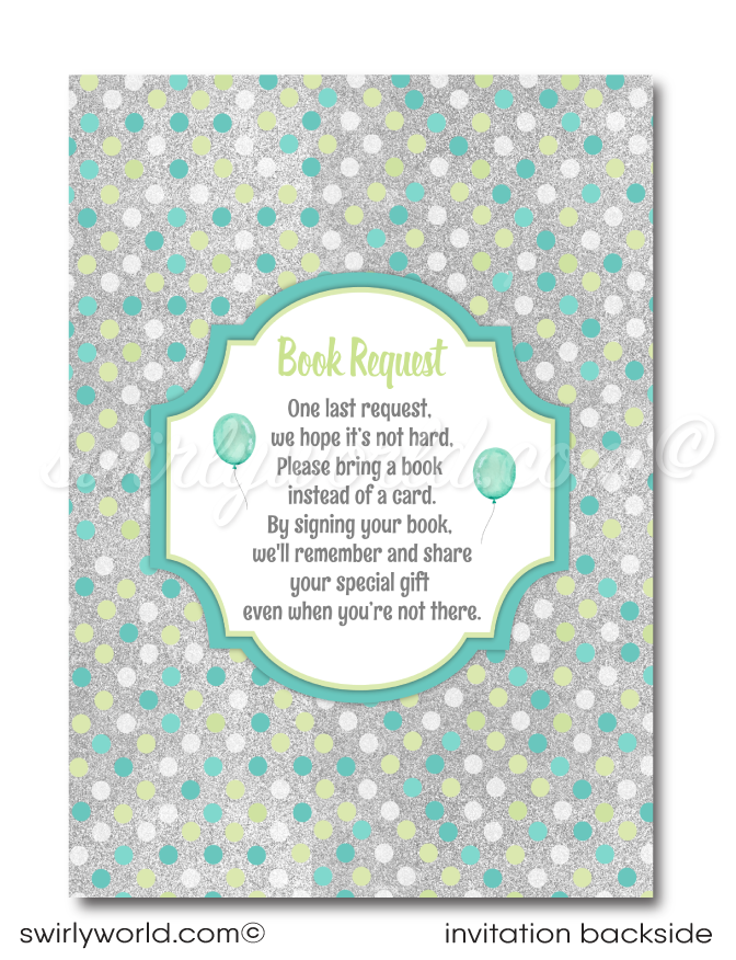 "Little Peanut" Gender Neutral Baby Elephant First 1st Birthday Party Printed Book Request card Invitations