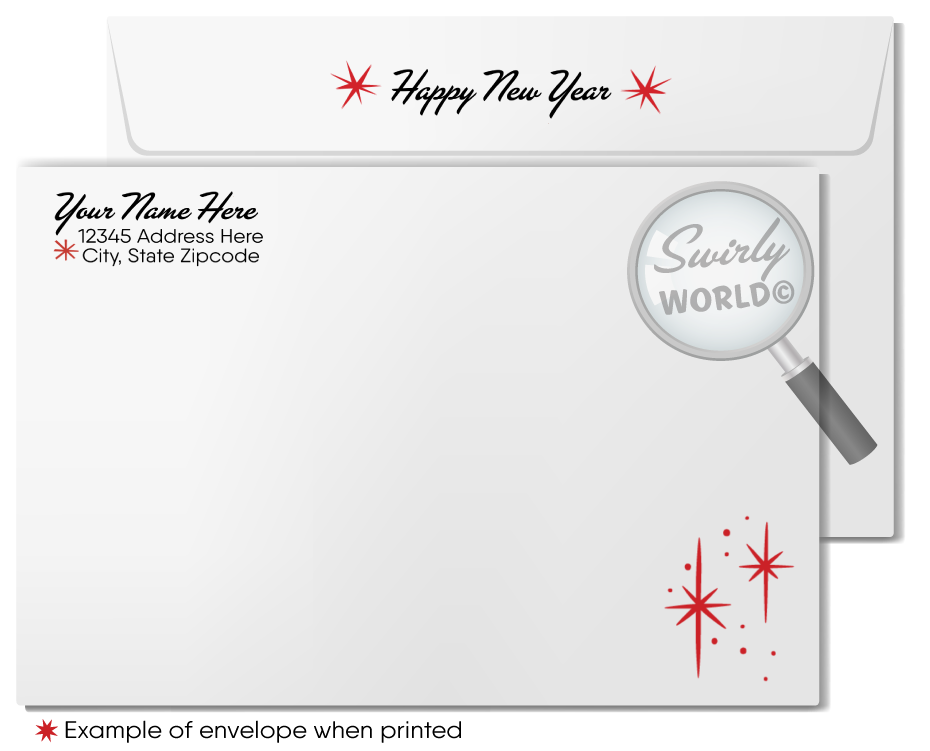 2024 Mid-Century Retro Modern Atomic Happy New Year Cards