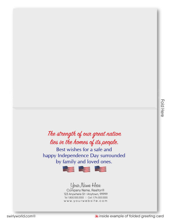 Real Estate Patriotic Fourth 4th of July Greeting Cards Marketing for Realtors®