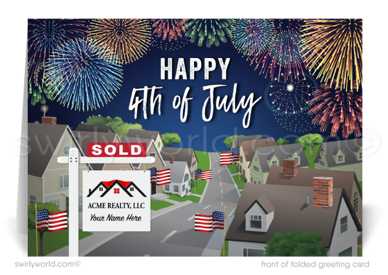 Digital Real Estate Patriotic Fourth 4th of July Greeting Cards Marketing for Realtors®