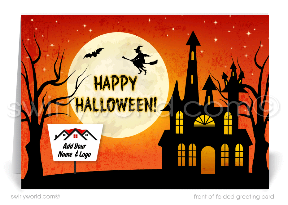 Unique Haunted House Printed Halloween Greeting Cards from your Neighborhood Realtor®