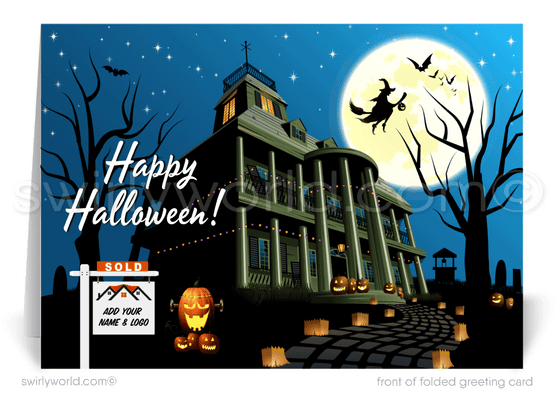 Spooky Haunted House Printed Halloween Greeting Cards from your Neighborhood Realtor®