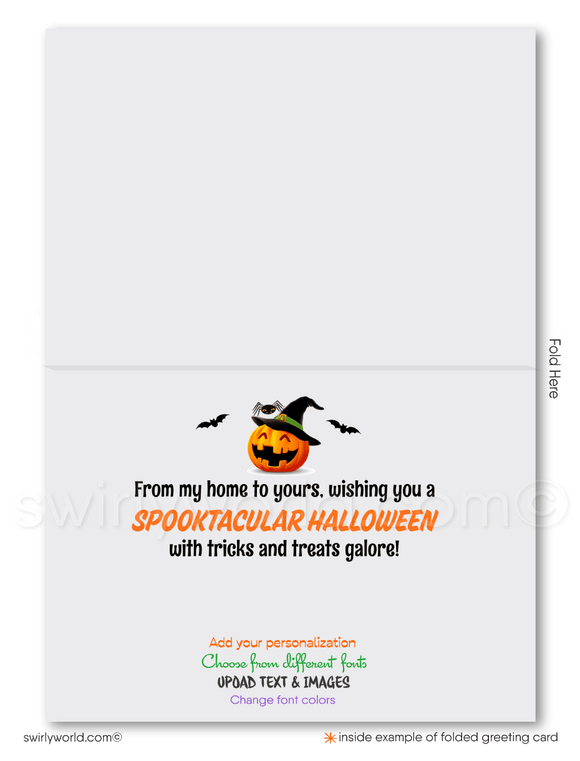 Cute Pumpkin House Home Client Happy Halloween Greeting Cards from your Realtor®