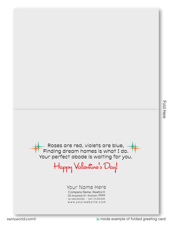 Retro Mid-Century Modern MCM Home Happy Valentine's Day Greeting Cards for Realtors®