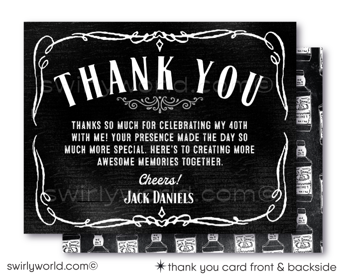 Cheers for Forty Years Jack Daniel's Whiskey Label Digital 40th Birthday Invitations for Guys