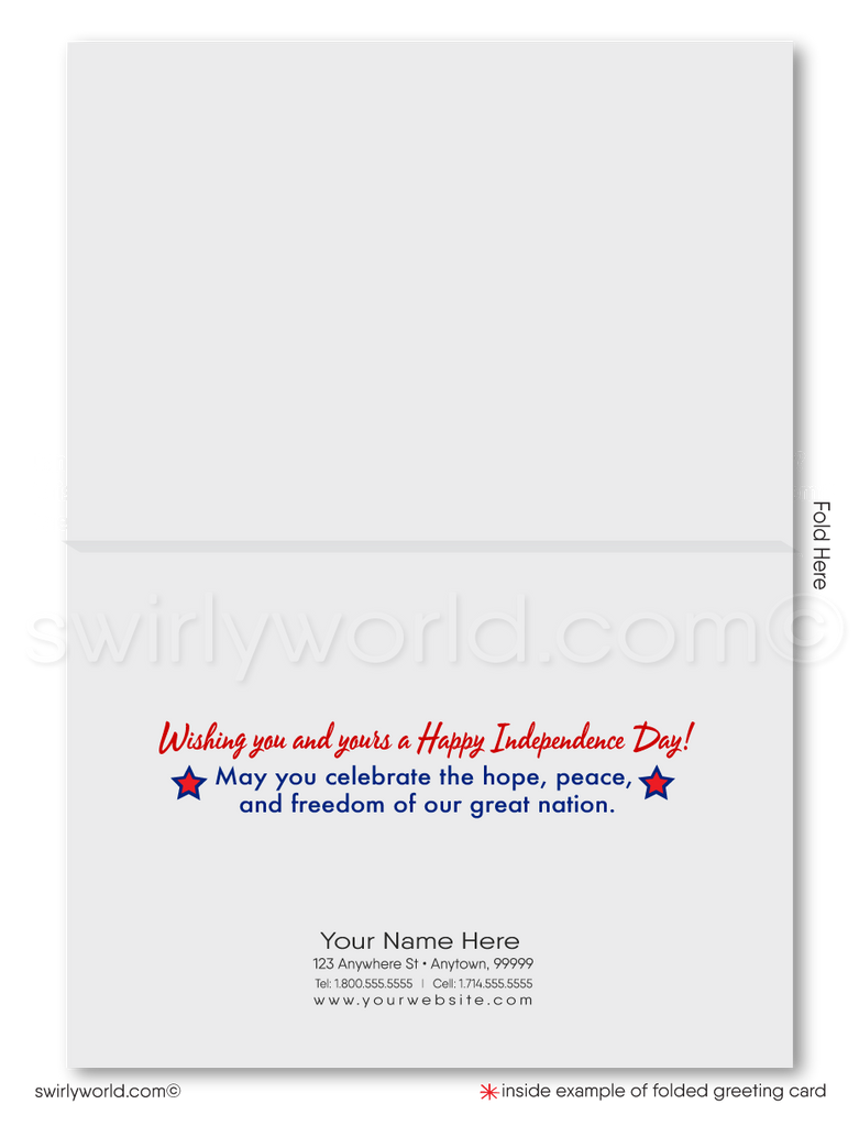 Patriotic American vintage red, white, and blue flag with stars celebrating Happy Independence Day; happy 4th of July greeting cards for business.