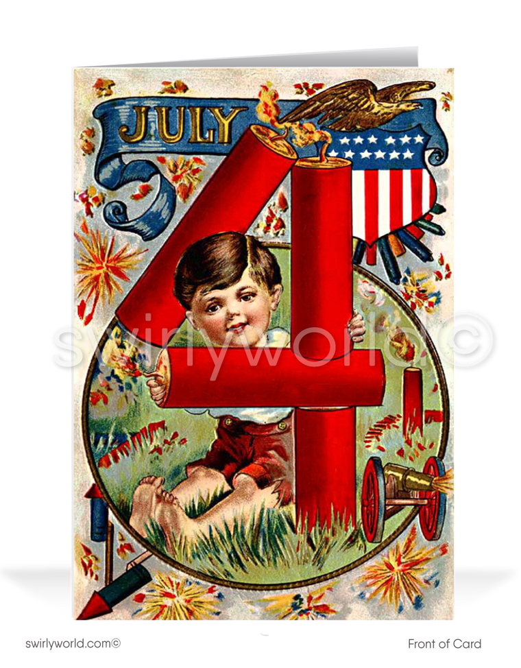 Vintage Victorian 1900's Patriotic American Fourth of July Cards.
