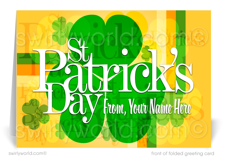 Cute business "Lucky to have you as a customer" green shamrocks leprechaun happy St. Patrick's Day greeting cards.