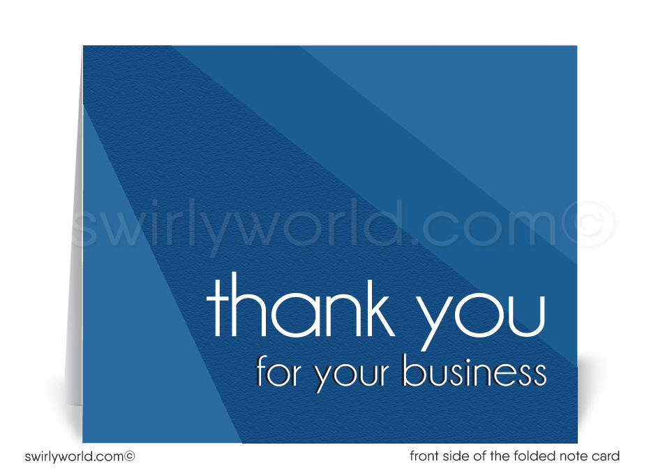 Retro Modern Style Navy Blue Thank You Note Cards