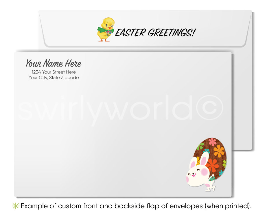 Cute Business Easter Bunny Easter Cards for Customers