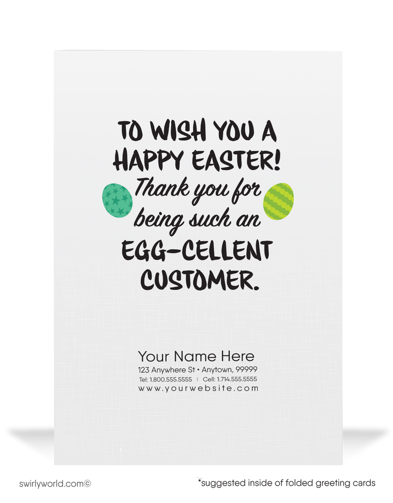 Cute Funny Bunny Business Happy Easter Cards for Customers.
