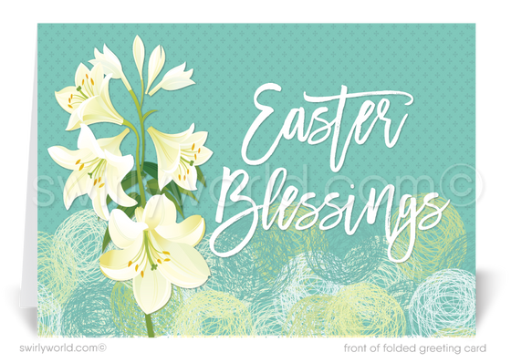 Beautiful garden Springtime lilies happy Easter Spring Christian religious greeting cards.