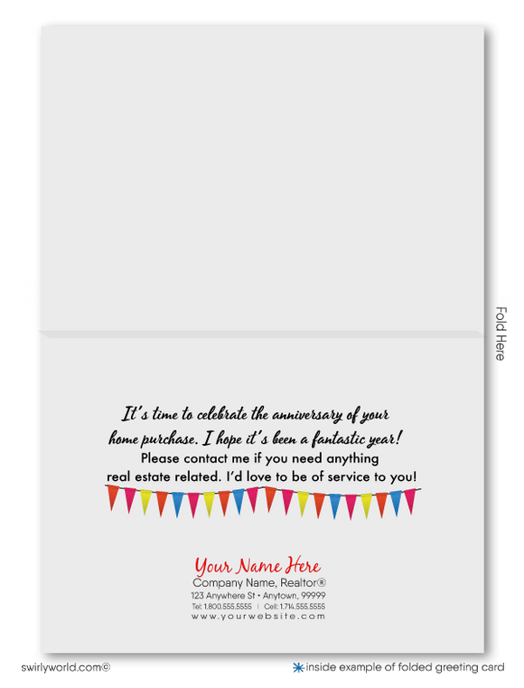 Happy Birthday to Your House Home Anniversary Cards for Realtors. Happy house-a-versary