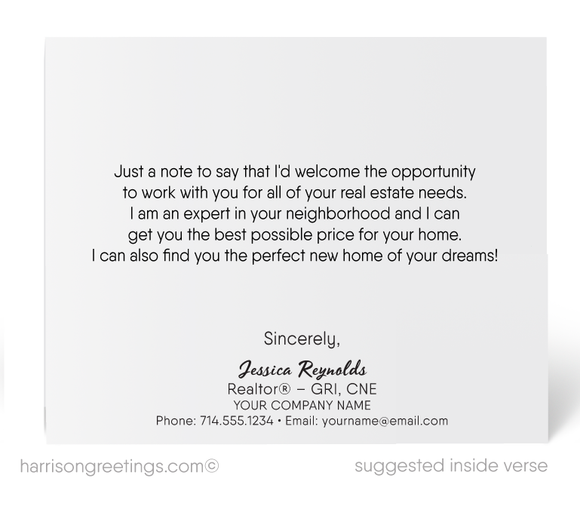 Friendly neighborhood with houses for sales custom thank you note cards for realtors®.