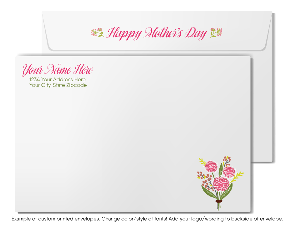 Shabby Chic Pink Floral Retro-Modern Happy Mother’s Day Cards with Elegant Calligraphy
