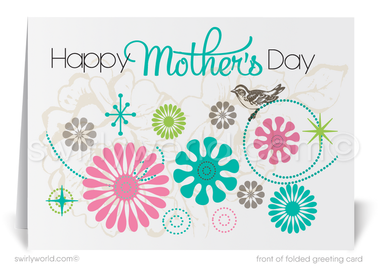 Retro modern business happy Mother's Day cards for clients