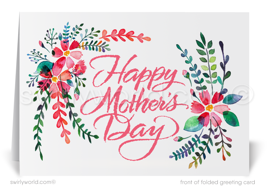 Floral Watercolor Business Happy Mother's Day Cards for Customers.