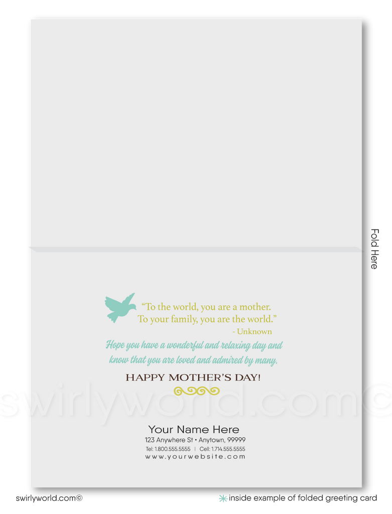 Vintage Shabby Chic Birdcage and Floral Happy Mother’s Day Cards with Custom Calligraphy