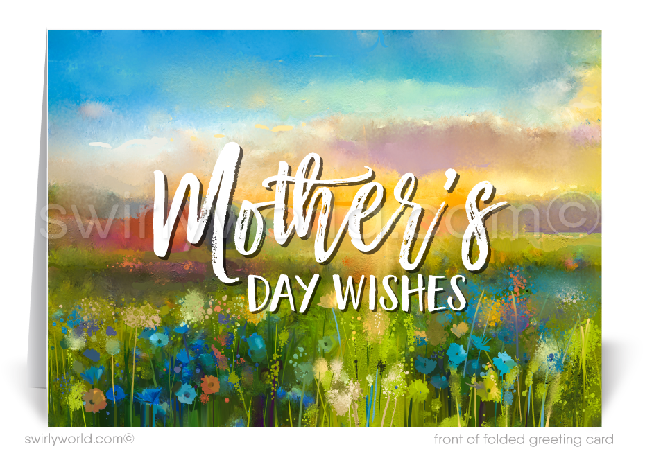 Elevate your Mother’s Day greetings with our exquisite vintage-style cards, perfect for businesses and individuals looking to express their appreciation to cherished clients and friends. Each card showcases a stunning watercolor background adorned with spring flowers in warm, inviting hues, setting a tone of warmth and celebration.