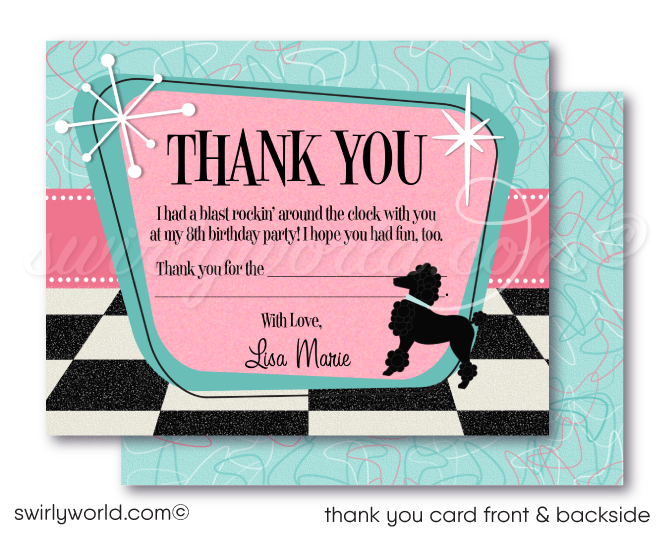 1950s Retro, Rock Around the Clock, Sock Hop, Poodle Skirt Party Invite Digital Download
