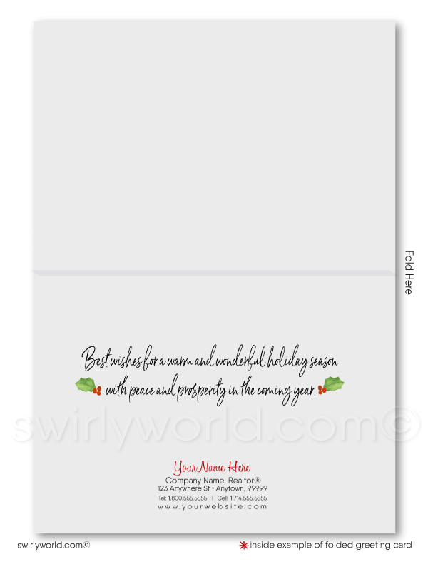 Cute Holiday Front Door Real Estate Christmas Realtor Greeting Cards