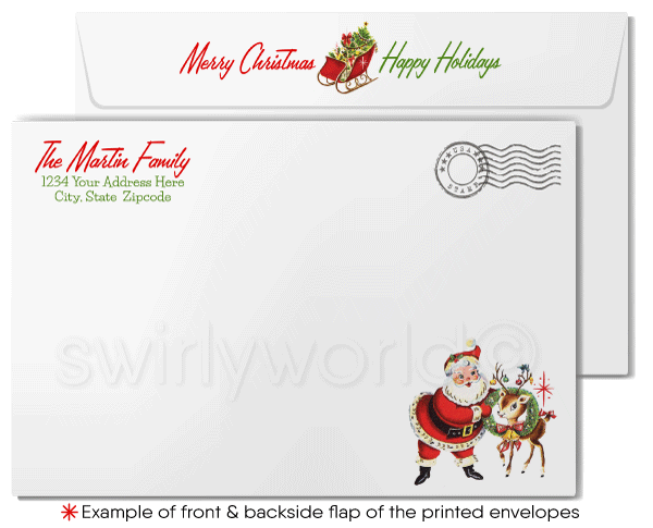 1950s Mid-Century Modern Snowman Retro Atomic Merry Christmas Holiday Cards