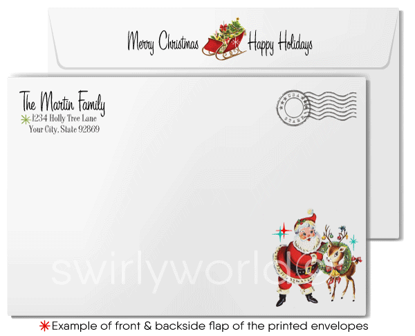 1950s Retro Mid-Century Modern House Ornament Vintage Christmas Holiday Cards for Realtors