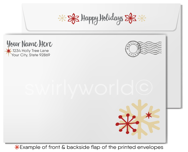 Professional Vintage Snowflakes Retro Business Company Holiday Greeting Cards