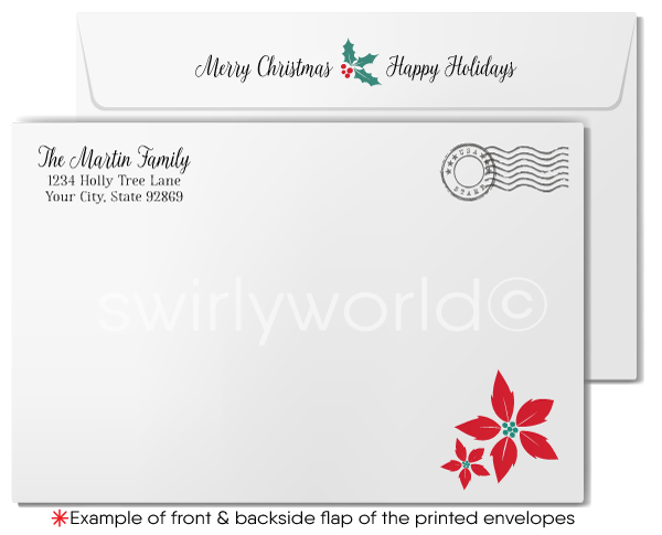 Traditional Botanical Wreath Merry Christmas Holiday Cards for Customers