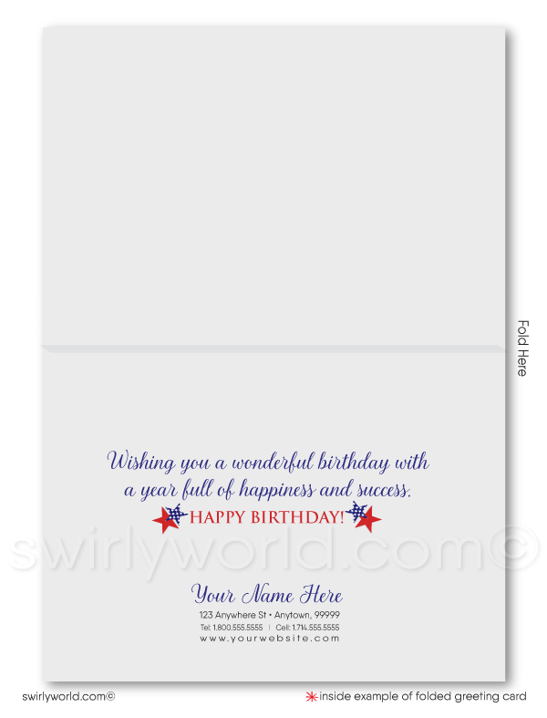 Business Corporate Patriotic American Happy Birthday Cards for Customers