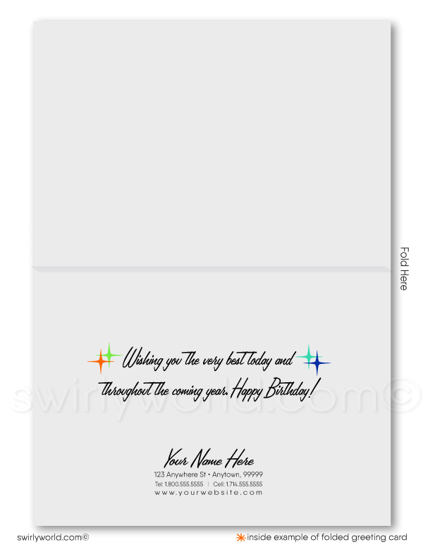 Gender Neutral Retro Modern Corporate Happy Birthday Cards For Clients
