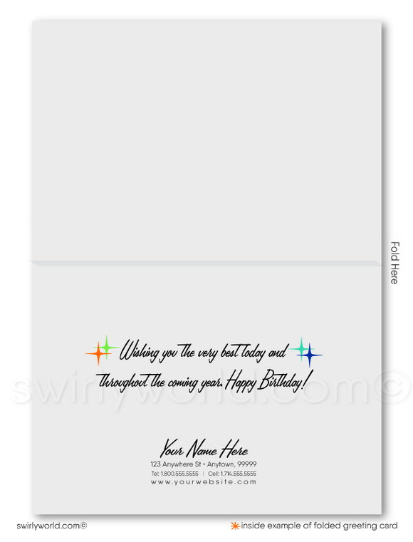 Gender Neutral Retro Modern Corporate Happy Birthday Cards For Clients