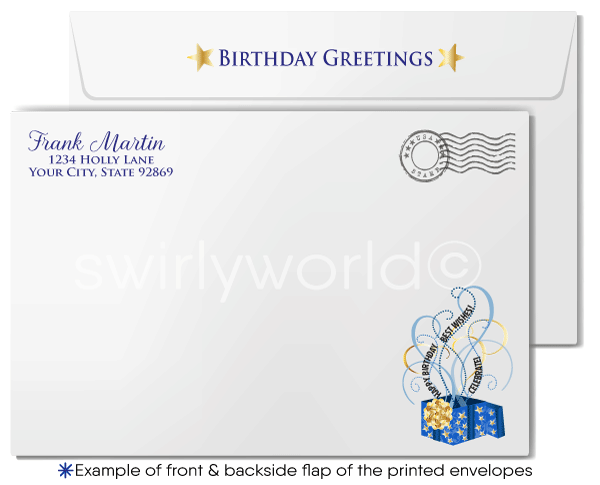 Professional Corporate Navy Blue Company Happy Birthday Cards for Business