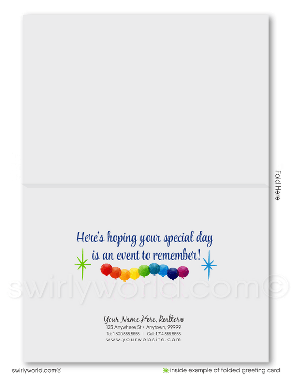 Gender Neutral Business Happy Birthday Greeting Cards for Customers.
