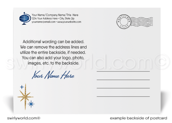 Navy and Gold Corporate Professional Happy New Year Postcards for Clients