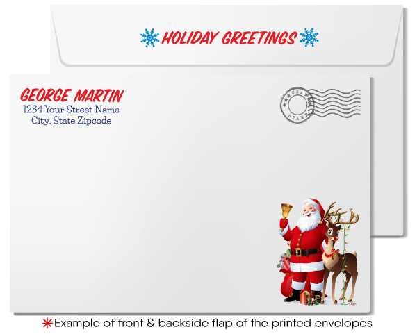Cartoon Funny Santa Claus Merry Christmas Company Business Holiday Greeting Cards