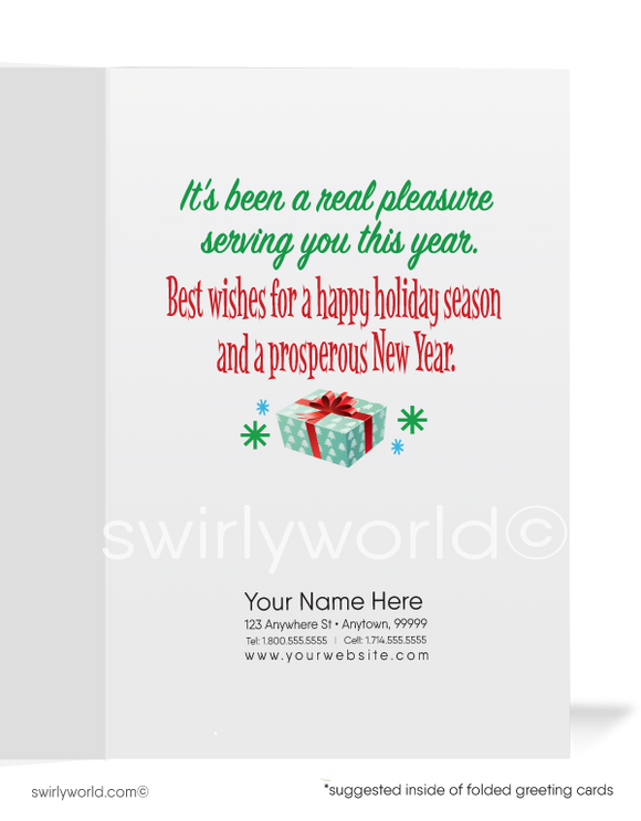 Funny Humorous Snowman Thank You Merry Christmas Company Holiday Greeting Cards for Business Customers.