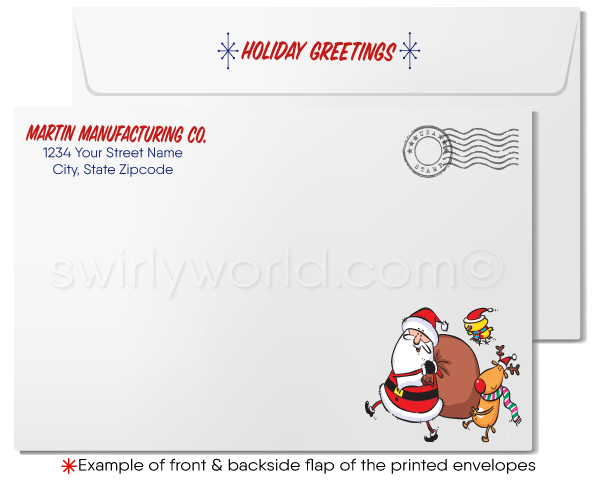 From The Office Funny Cartoon Santa Claus Merry Christmas Holiday Greeting Cards